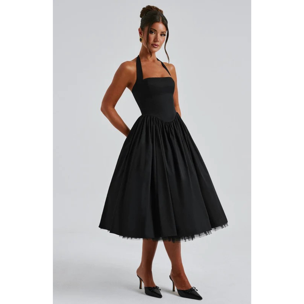 Traudel | Damen Kleid Für Hochzeitsgast In Midi Länge Mit Neckholder