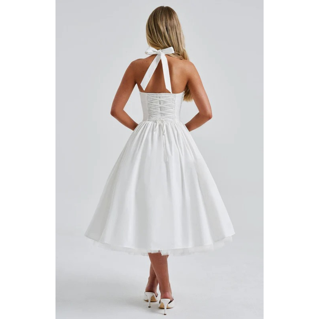 Traudel | Damen Kleid Für Hochzeitsgast In Midi Länge Mit Neckholder