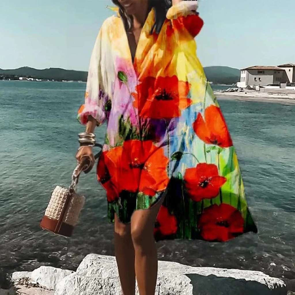 Traudl | Damen Sommerkleid In Midi Länge Mit Print