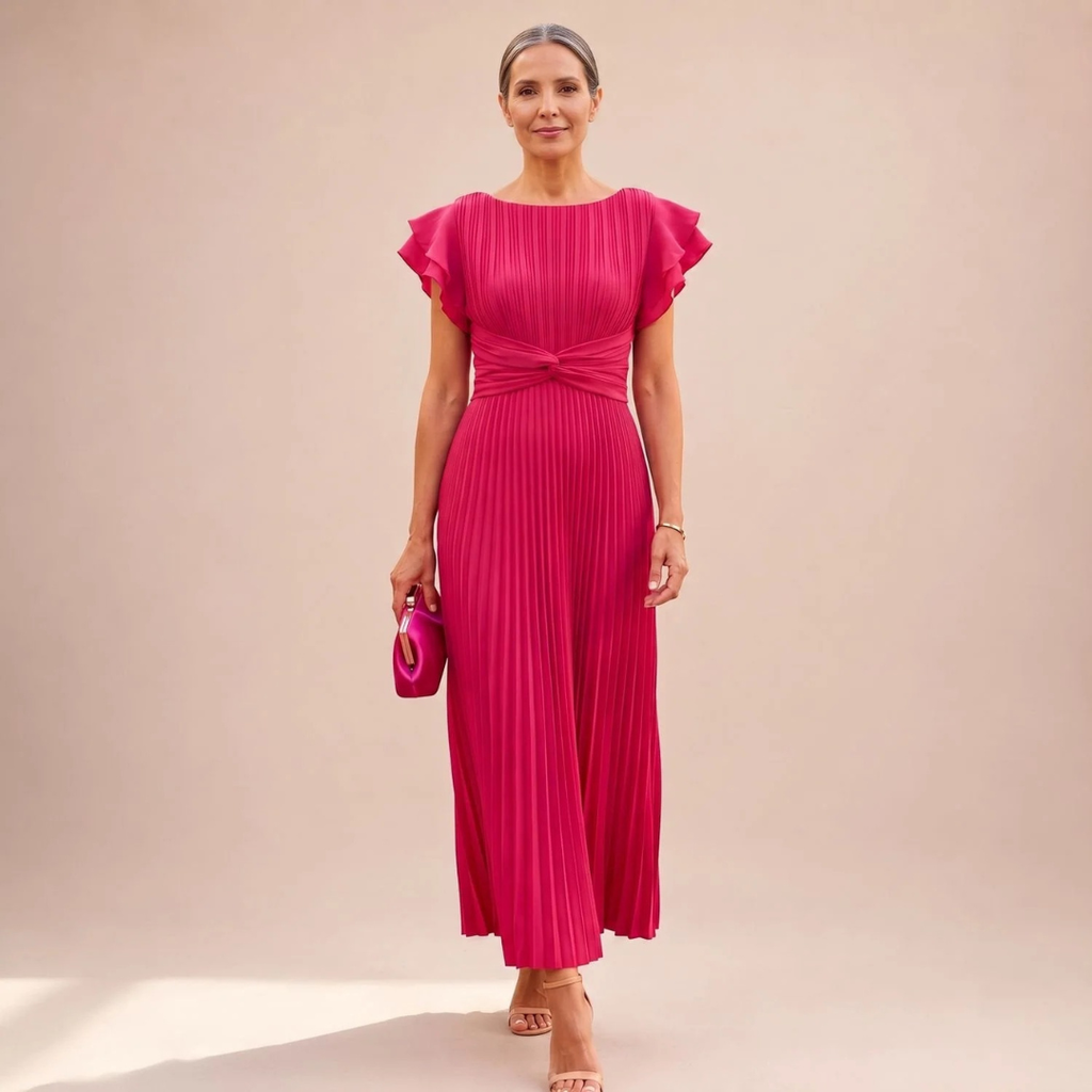 Ulrike | Damen Abendkleid mit Plissee und Maxi Schnitt