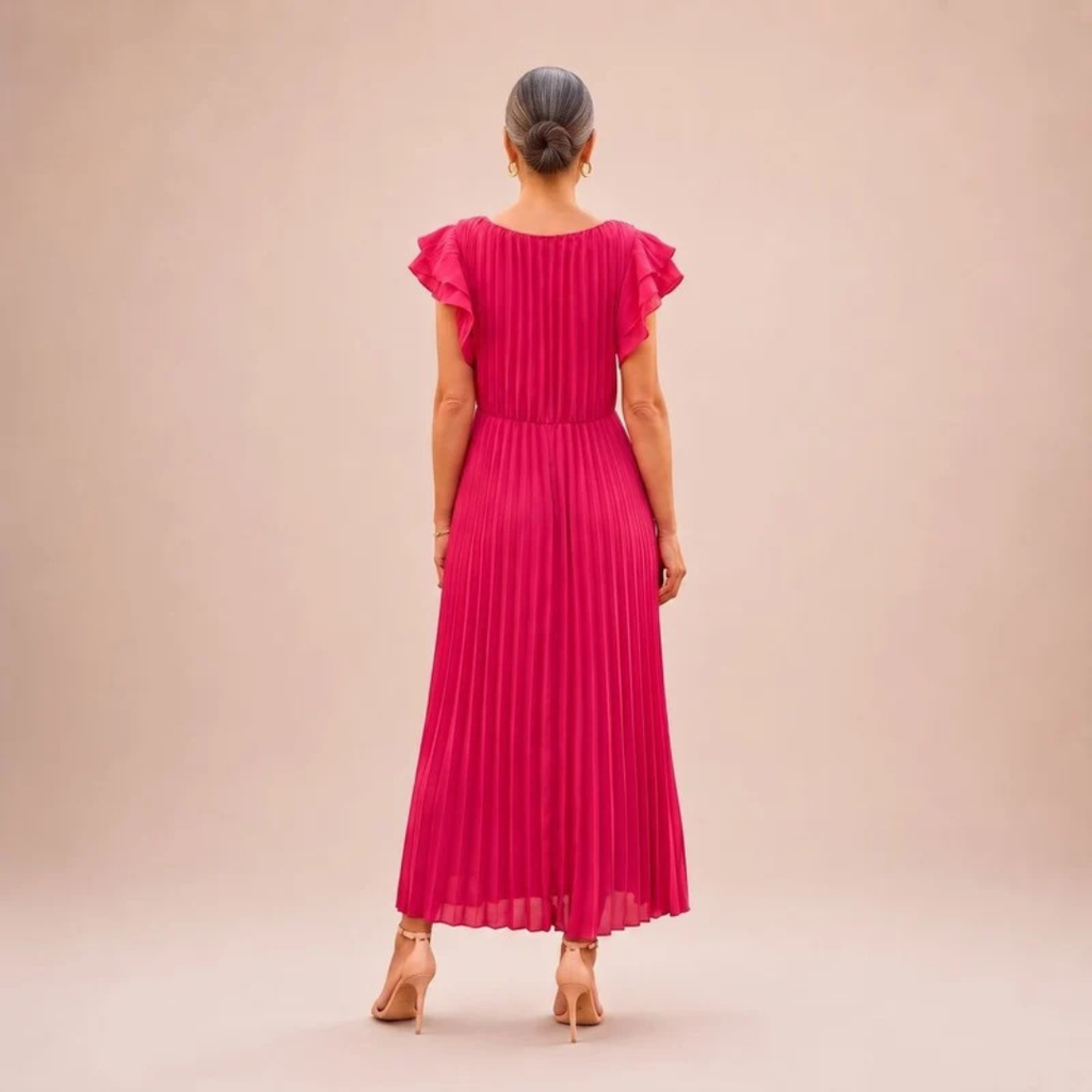 Ulrike | Damen Abendkleid mit Plissee und Maxi Schnitt