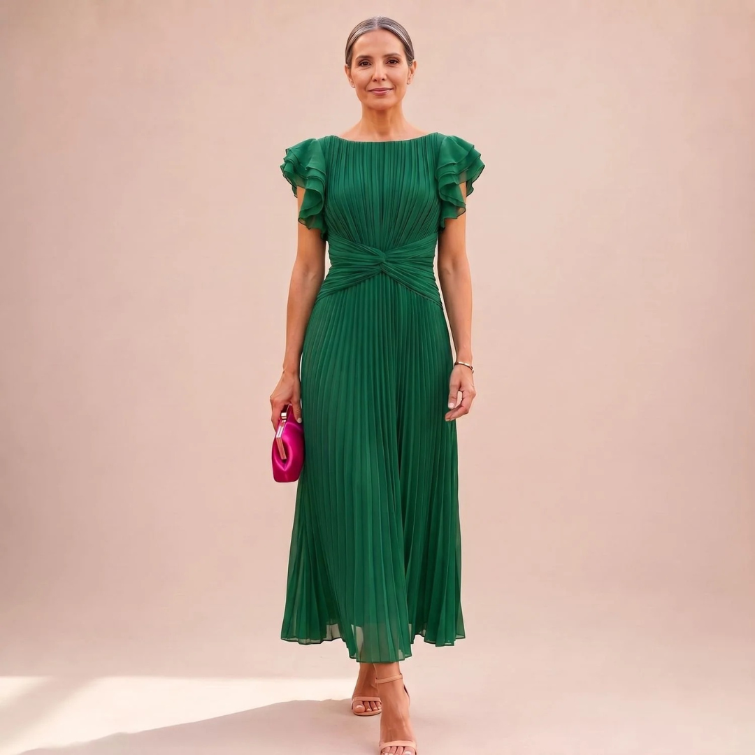 Ulrike | Damen Abendkleid mit Plissee und Maxi Schnitt