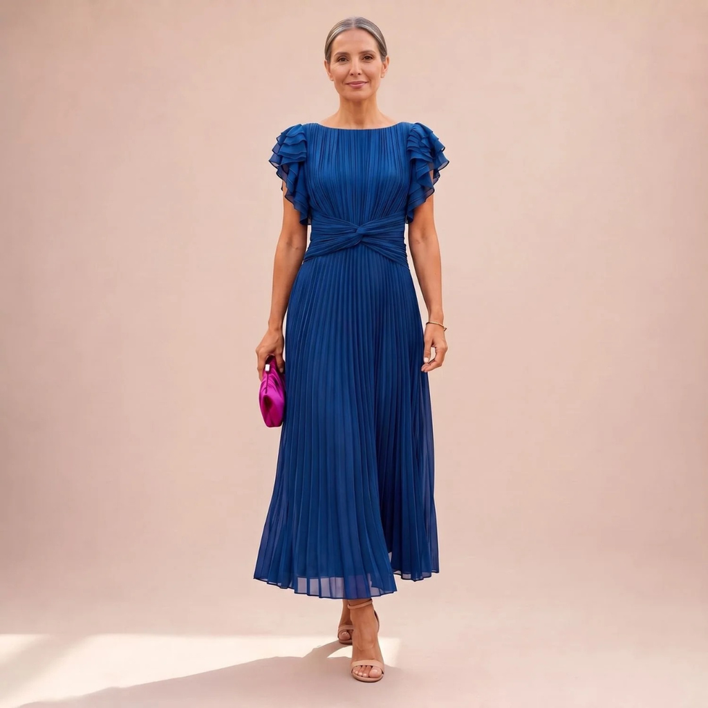 Ulrike | Damen Abendkleid mit Plissee und Maxi Schnitt