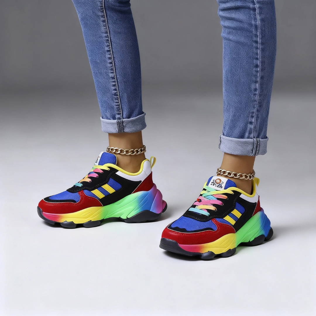 Valentina | Damen Sneaker mit orthopädischem Design und Regenbogen