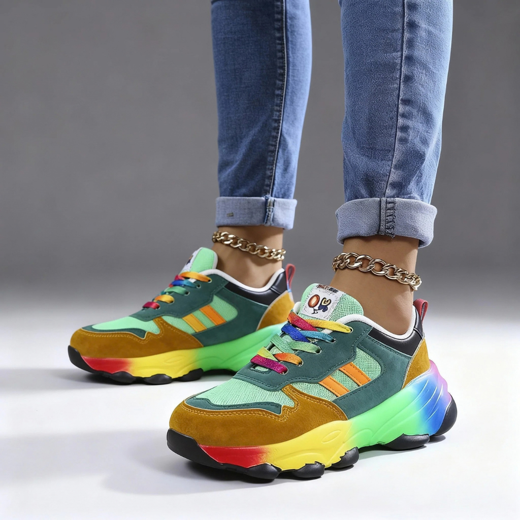 Valentina | Damen Sneaker mit orthopädischem Design und Regenbogen