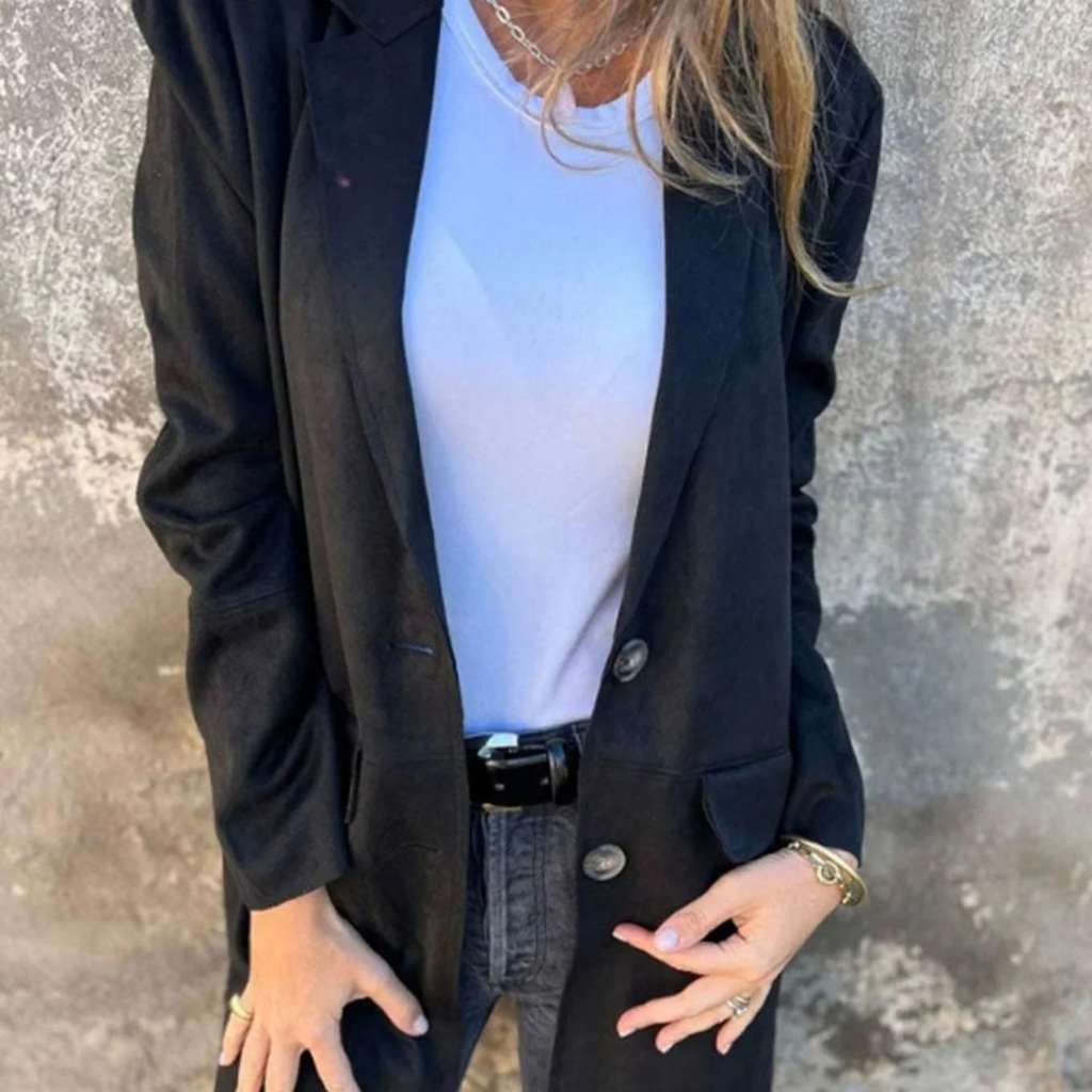Valentina | Damen Übergangsjacke mit Revers und langem Design