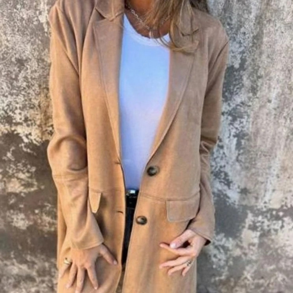 Valentina | Damen Übergangsjacke mit Revers und langem Design