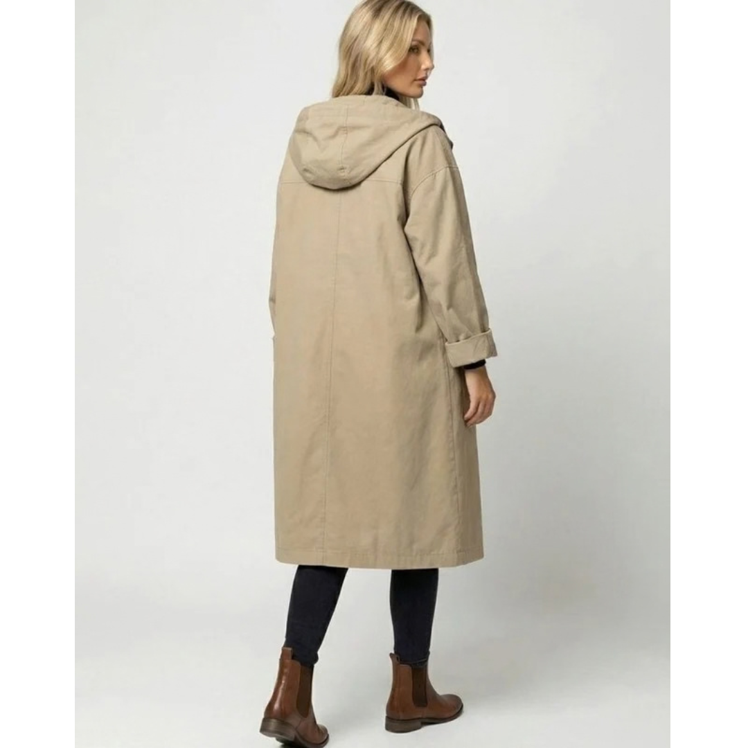 Valeria | Damen Wasserdicht Winterjacke mit Kapuze und langem Design