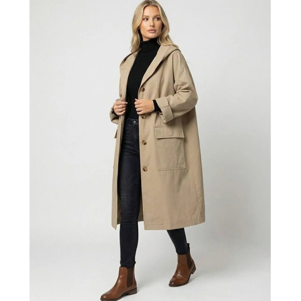 Valeria | Damen Wasserdicht Winterjacke mit Kapuze und langem Design