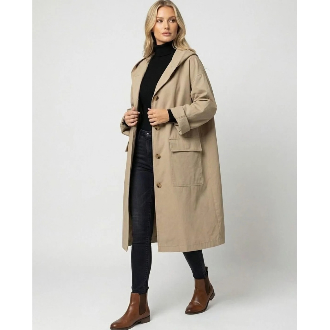 Valeria | Damen Wasserdicht Winterjacke mit Kapuze und langem Design