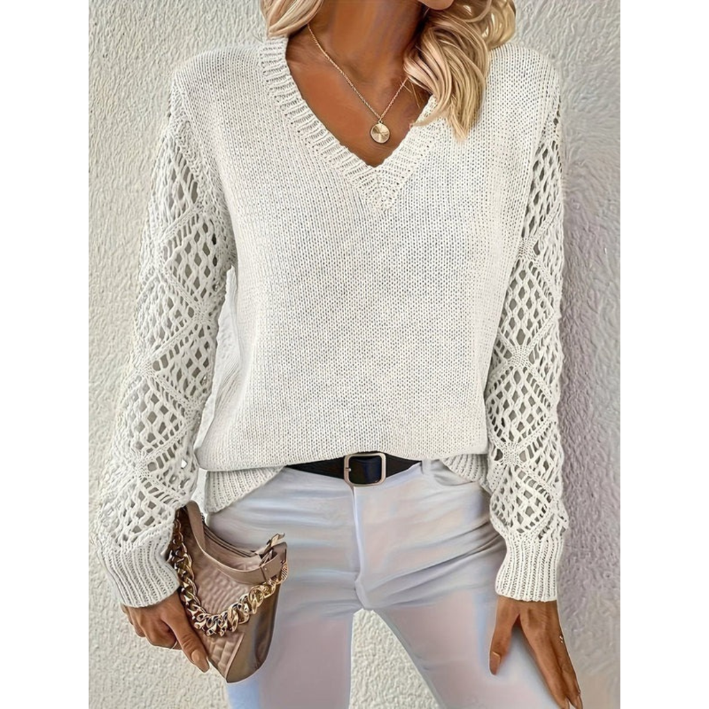 Valerie | Damen Langarm Pullover mit V Ausschnitt