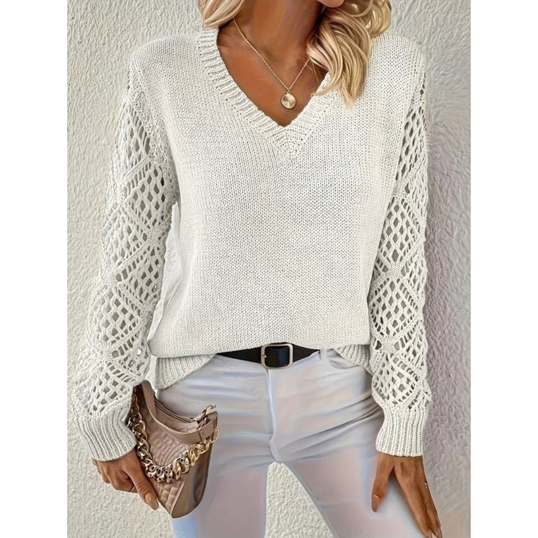 Valerie | Damen Langarm Pullover mit V Ausschnitt