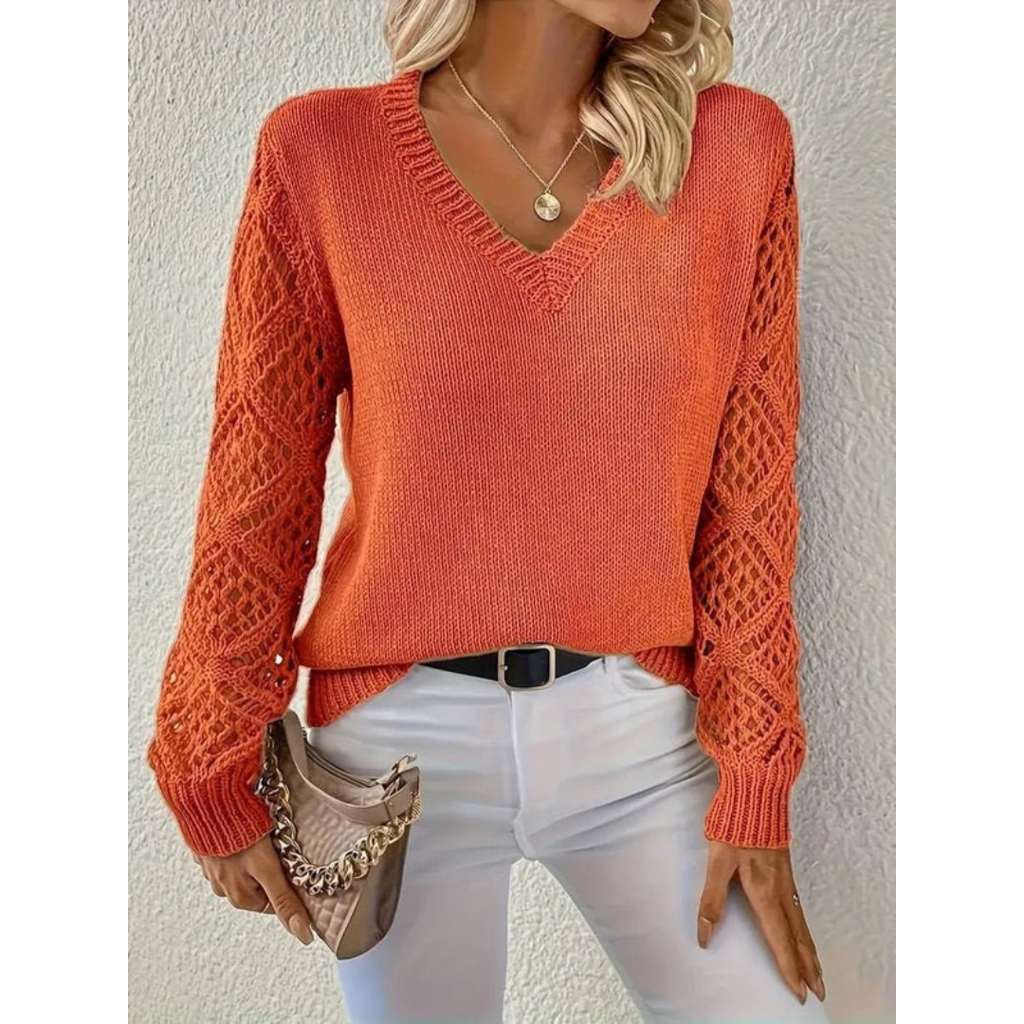 Valerie | Damen Langarm Pullover mit V Ausschnitt