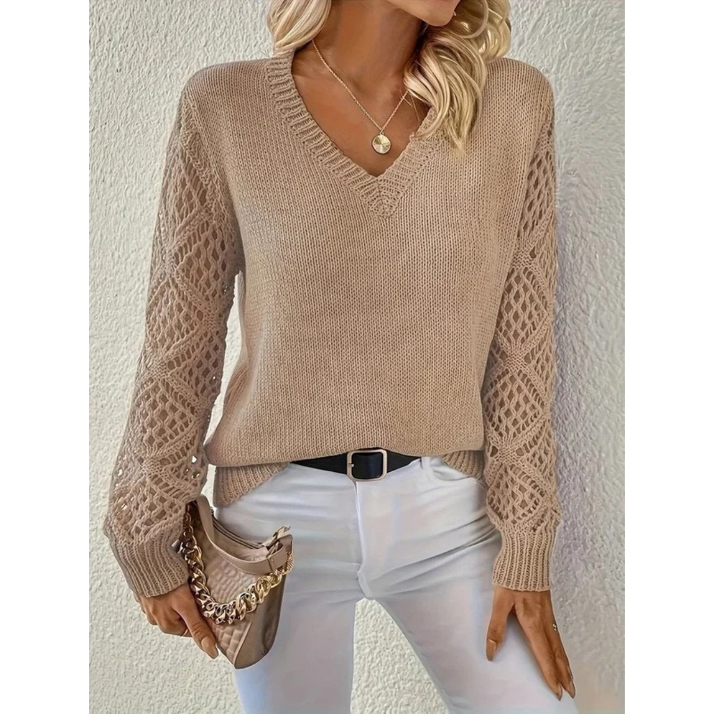 Valerie | Damen Langarm Pullover mit V Ausschnitt