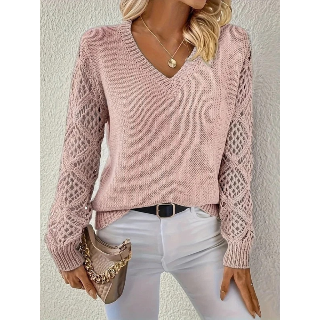 Valerie | Damen Langarm Pullover mit V Ausschnitt