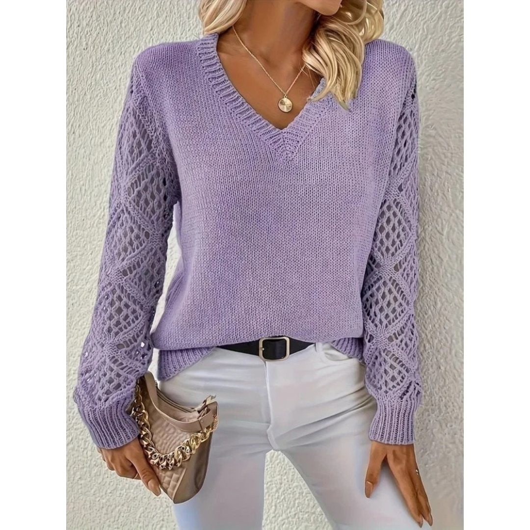 Valerie | Damen Langarm Pullover mit V Ausschnitt