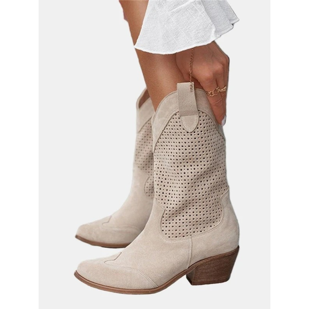 Valerie | Damen Orthopädische Stiefeletten im Western Stil mit Wildleder Optik und Absatz