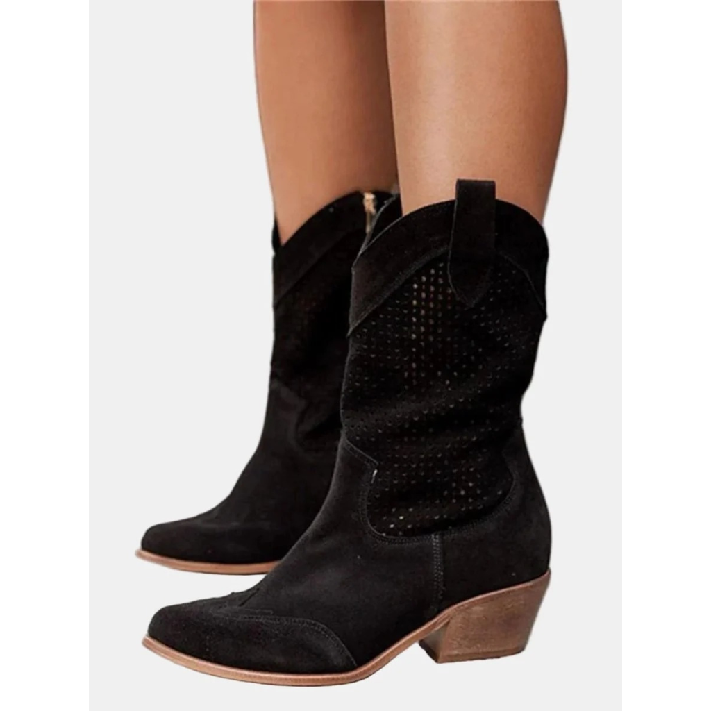 Valerie | Damen Orthopädische Stiefeletten im Western Stil mit Wildleder Optik und Absatz