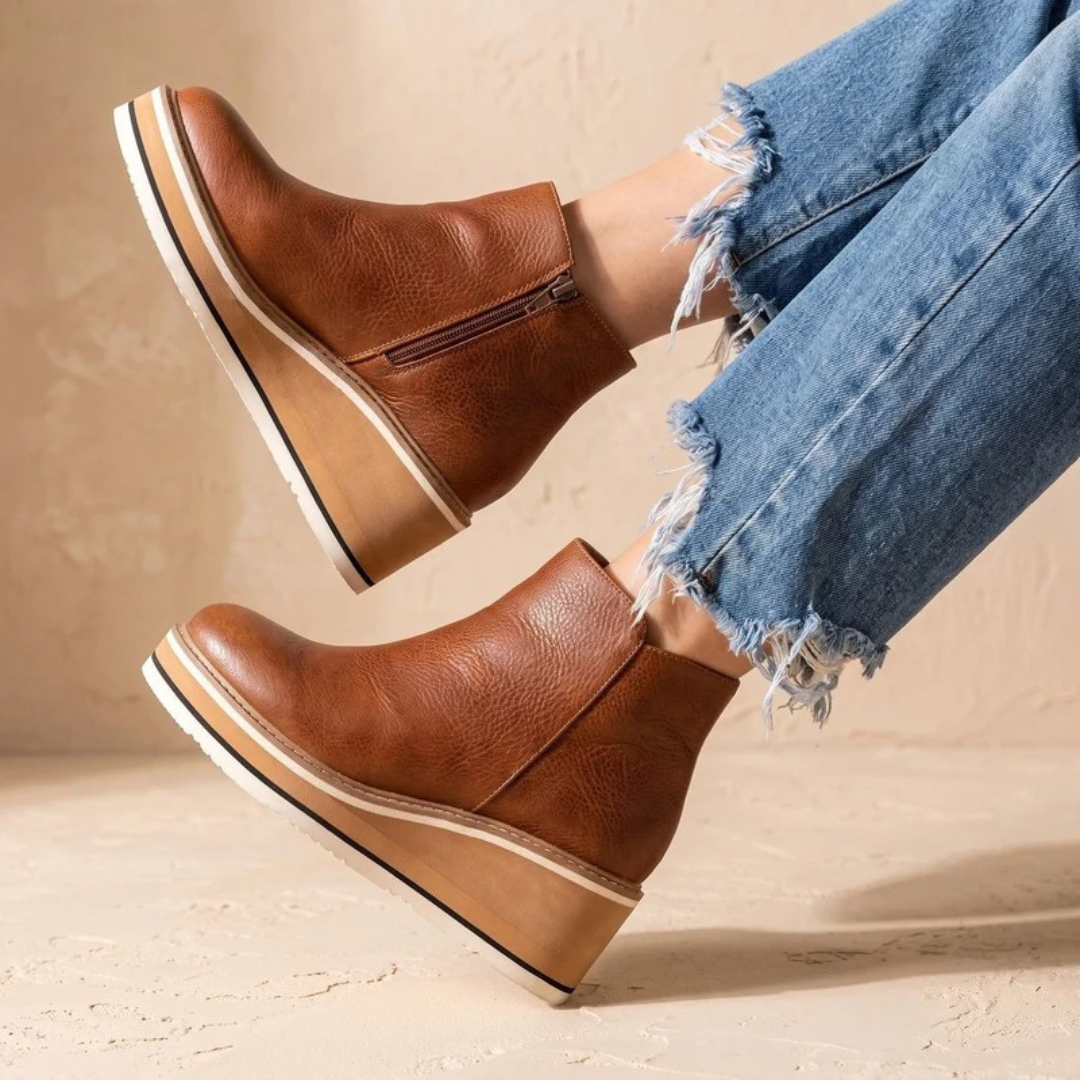 Valerie | Damen Orthopädische Stiefeletten mit Plateau und Absatz