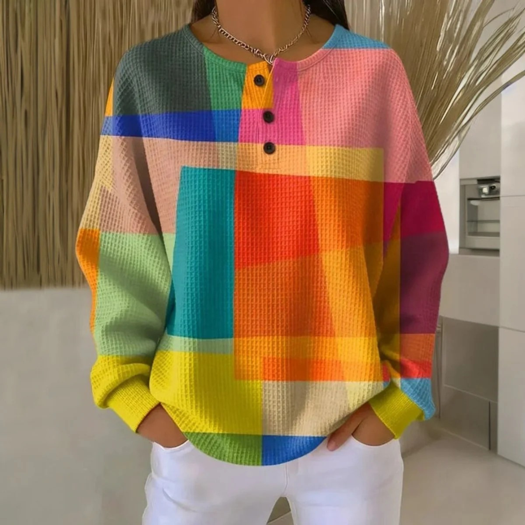 Vanessa | Damen Pullover mit Farben und Knöpfen