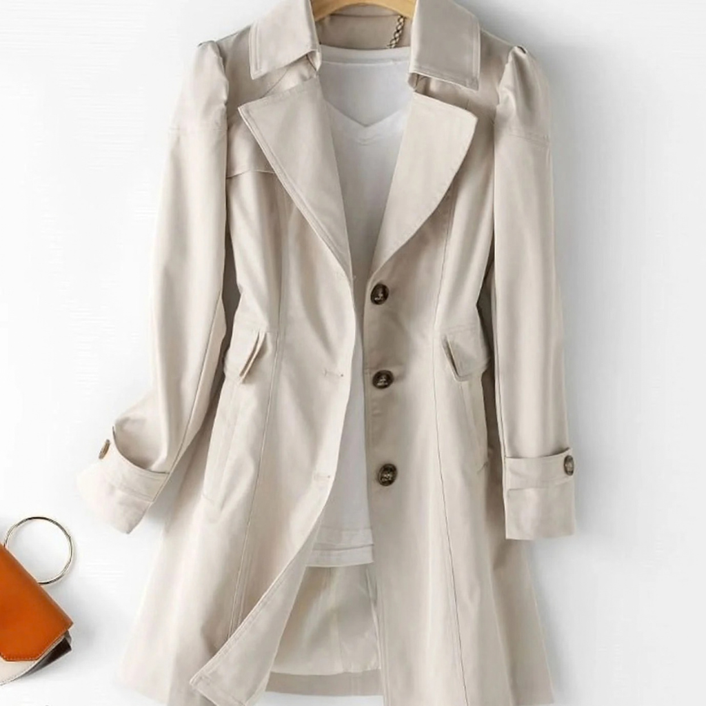 Vanessa | Damen Trench Coat mit Revers und Knöpfen