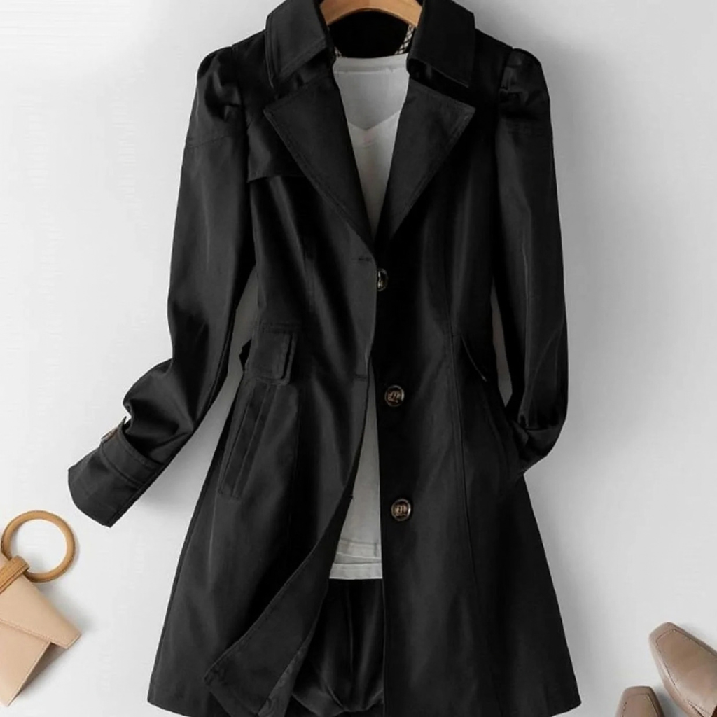 Vanessa | Damen Trench Coat mit Revers und Knöpfen