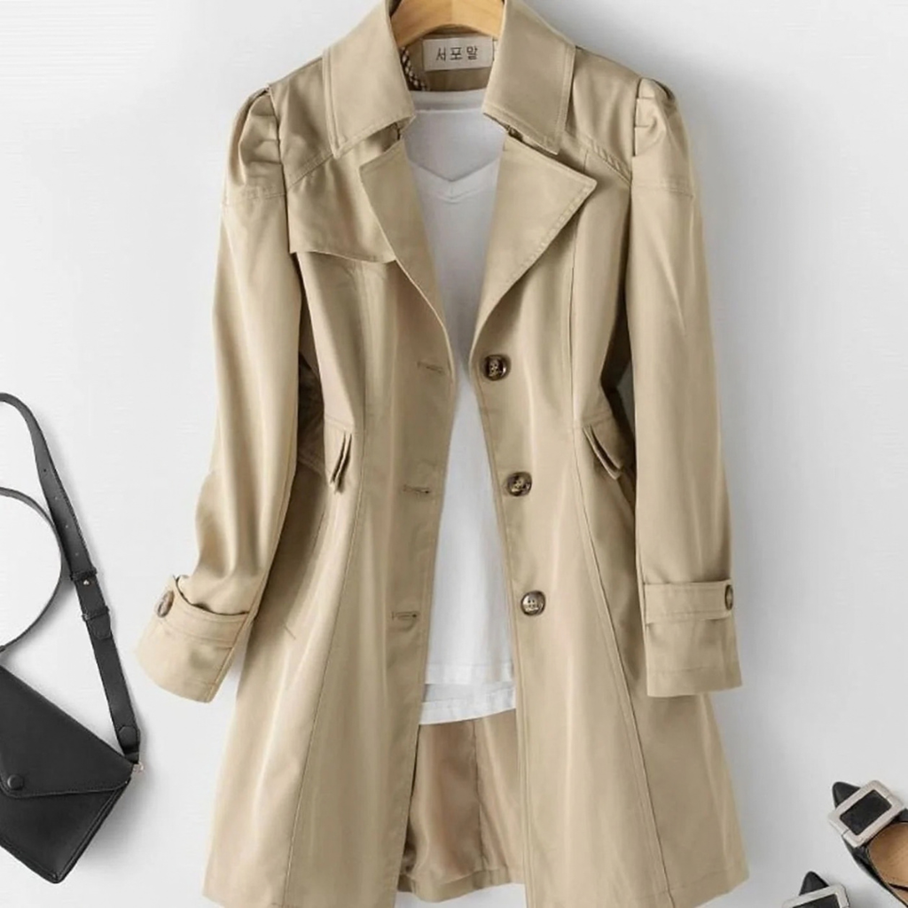Vanessa | Damen Trench Coat mit Revers und Knöpfen