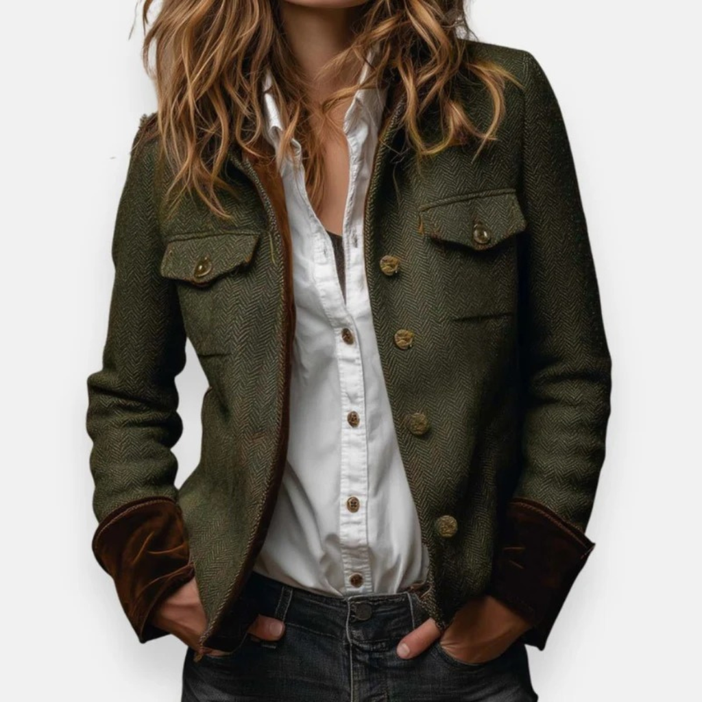 Vela | Damen Olivgrüner Blazer Mit Knöpfen