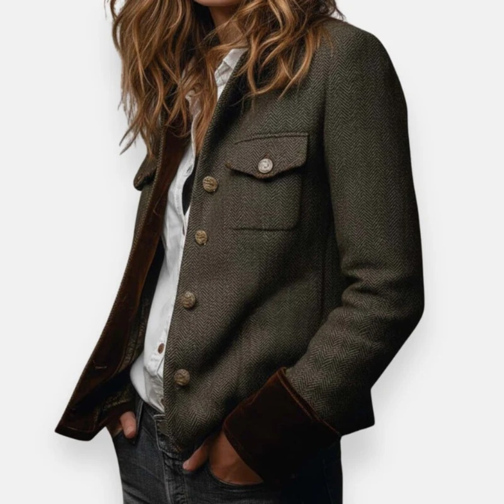 Vela | Damen Olivgrüner Blazer Mit Knöpfen