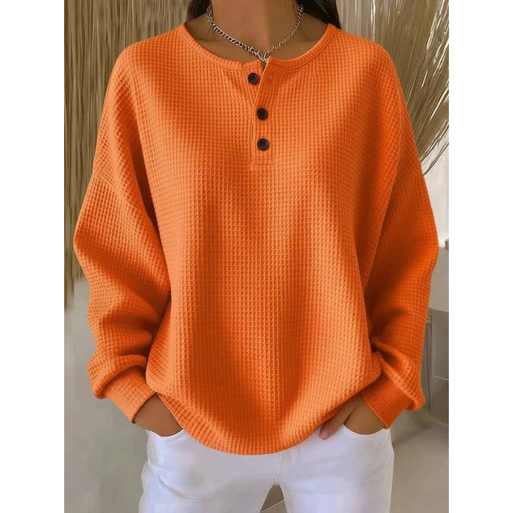 Verena | Damen Pullover mit Knöpfen am Ausschnitt