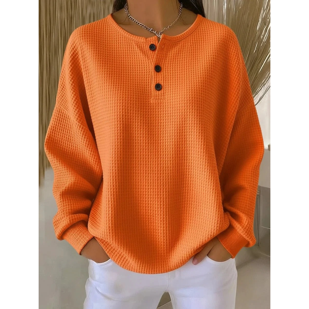 Verena | Damen Pullover mit Knöpfen am Ausschnitt