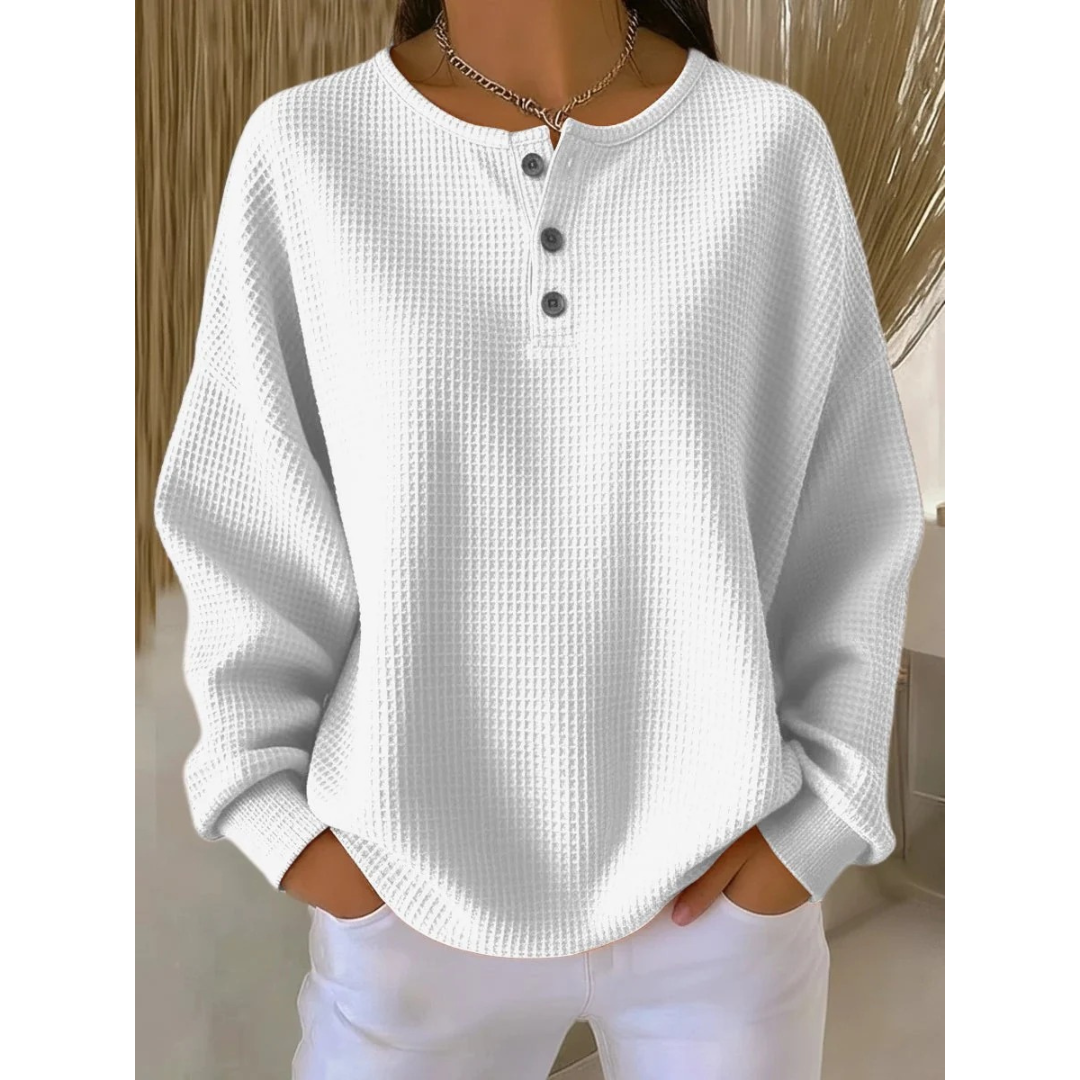 Verena | Damen Pullover mit Knöpfen am Ausschnitt