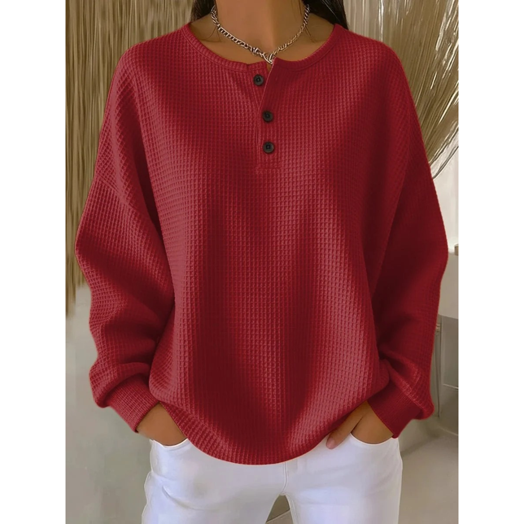 Verena | Damen Pullover mit Knöpfen am Ausschnitt