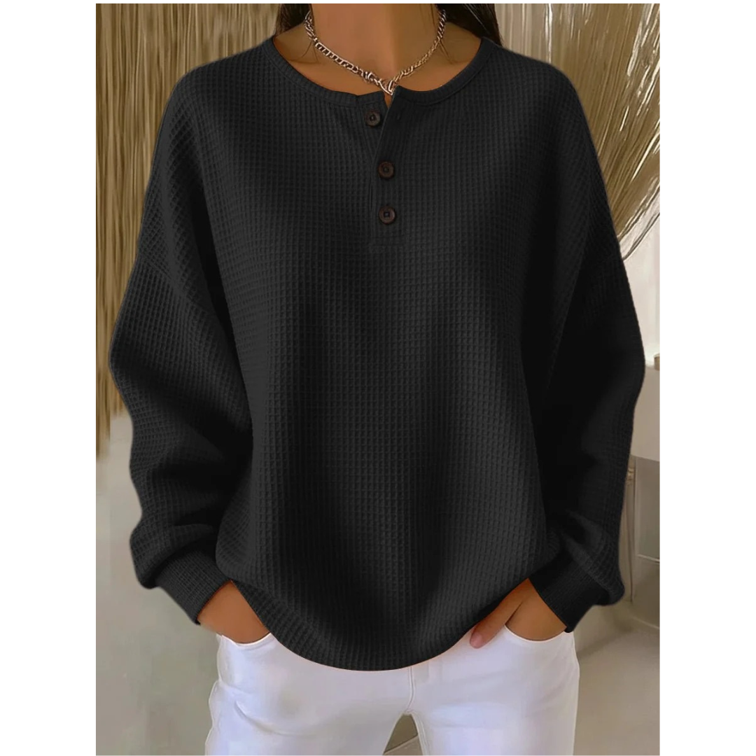 Verena | Damen Pullover mit Knöpfen am Ausschnitt