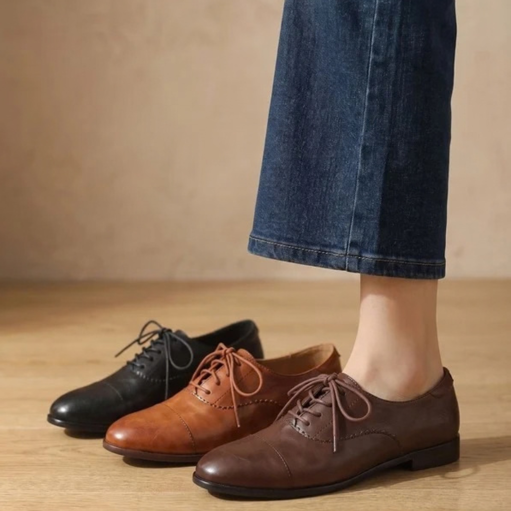 Veronika | Damen Orthopädische Schuhe mit flacher Form und Schnürschuh