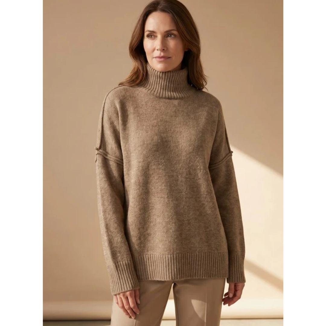Veronika | Damen Rollkragenpullover mit Oversize Schnitt, Langarm und Weitem Körper