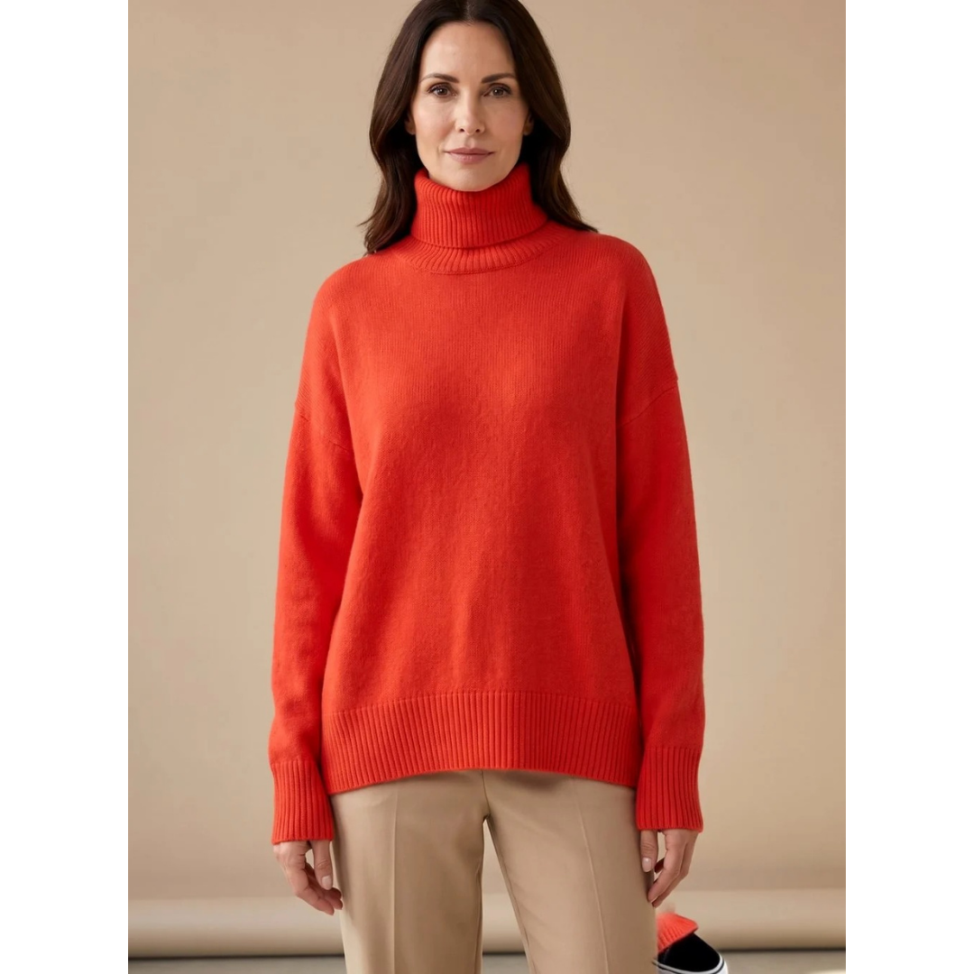 Veronika | Damen Rollkragenpullover mit Oversize Schnitt, Langarm und Weitem Körper