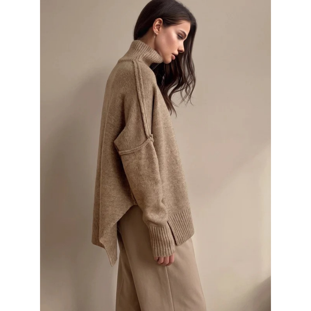 Veronika | Damen Rollkragenpullover mit Oversize Schnitt, Langarm und Weitem Körper