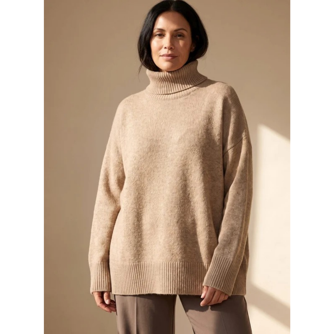 Veronika | Damen Rollkragenpullover mit Oversize Schnitt, Langarm und Weitem Körper