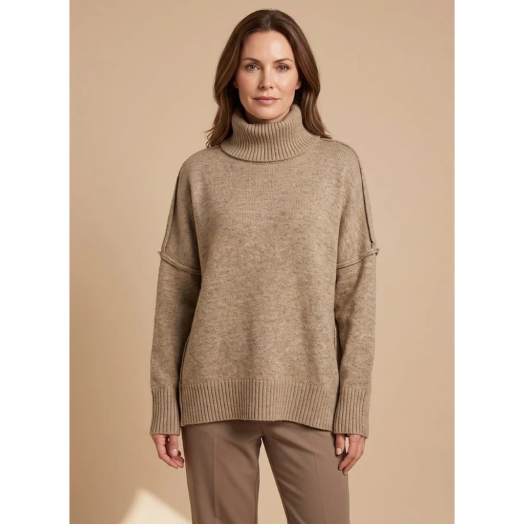 Veronika | Damen Rollkragenpullover mit Oversize Schnitt, Langarm und Weitem Körper