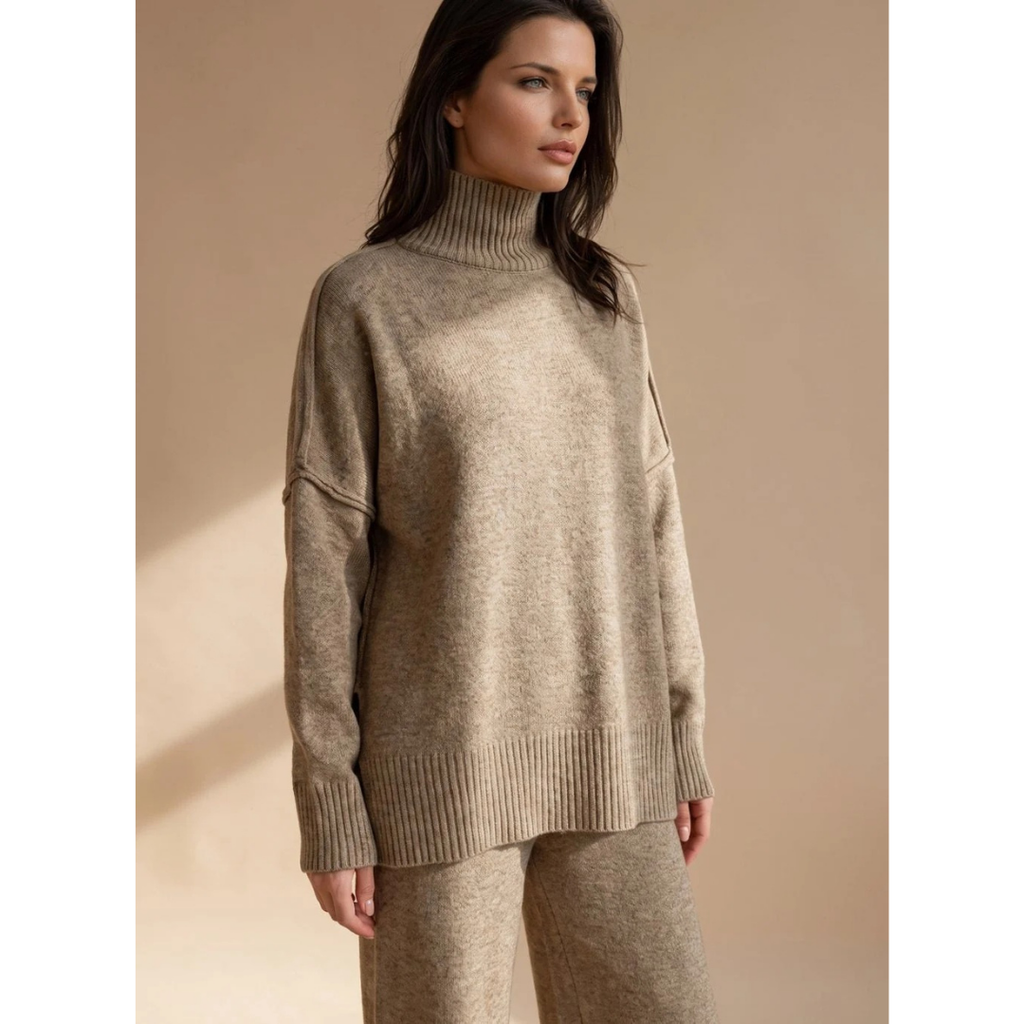 Veronika | Damen Rollkragenpullover mit Oversize Schnitt, Langarm und Weitem Körper