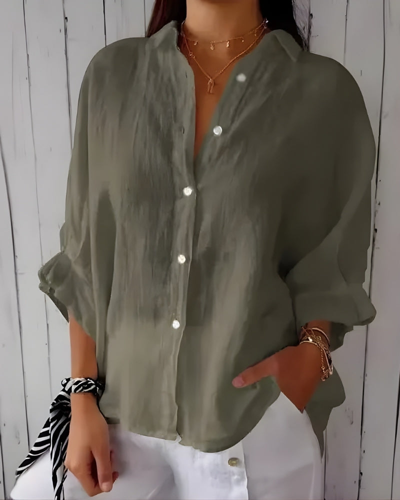 Vielseitige Damen Bluse mit Knopfleiste | Langarm