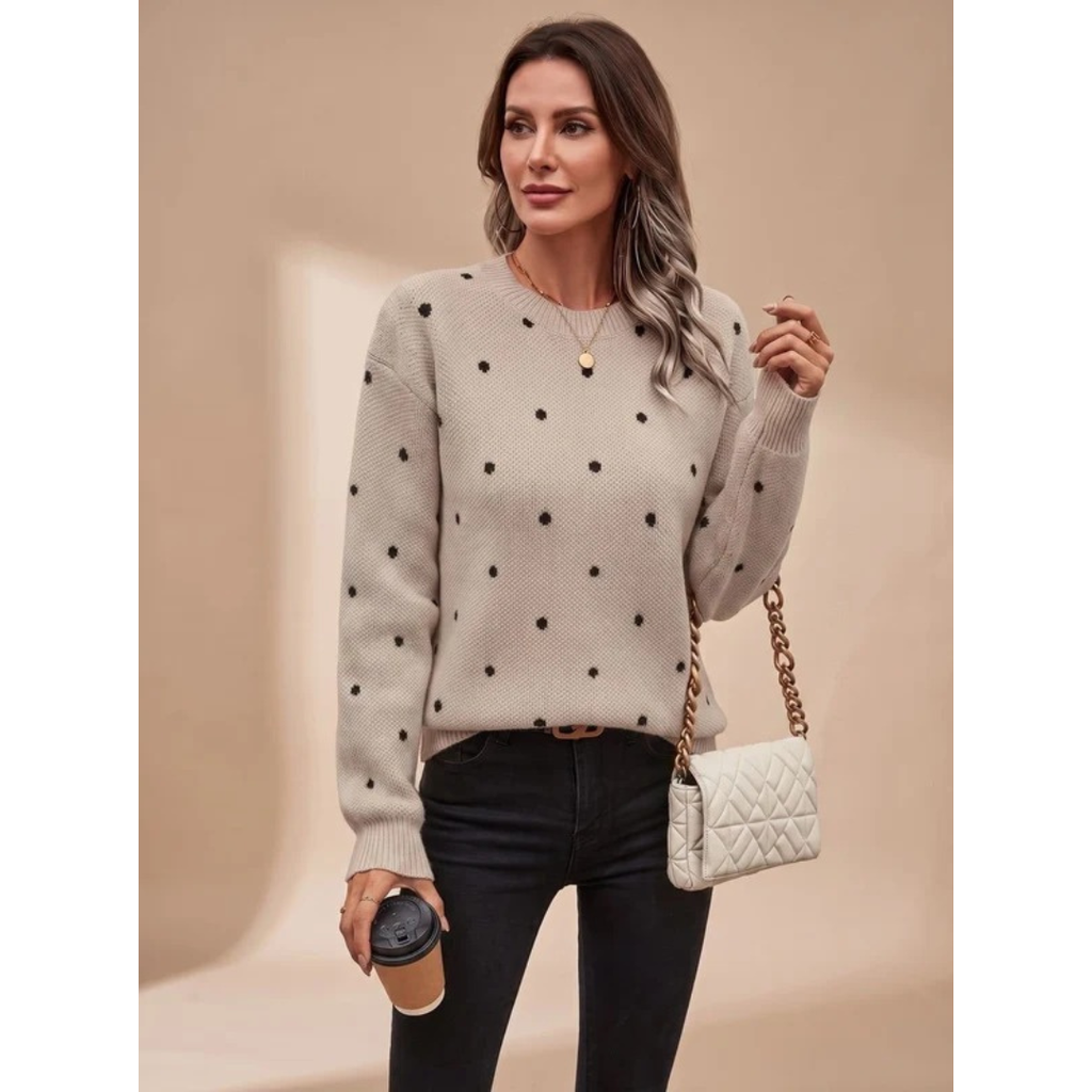 Violetta | Damen Strickpullover mit Punkten und Komfort