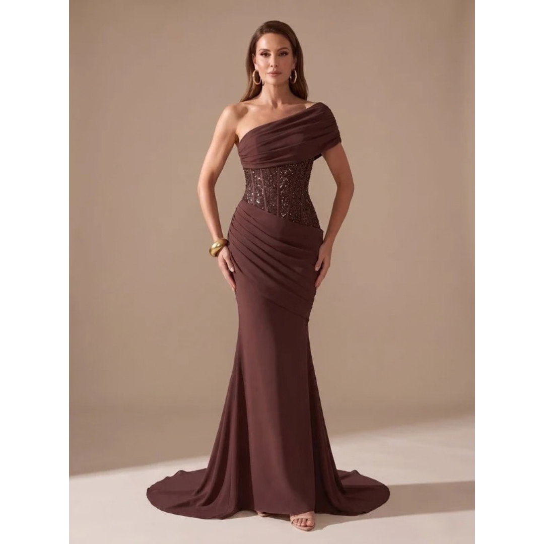 Vivien | Damen Maxi Kleid mit Pailletten und Meerjungfrau Design