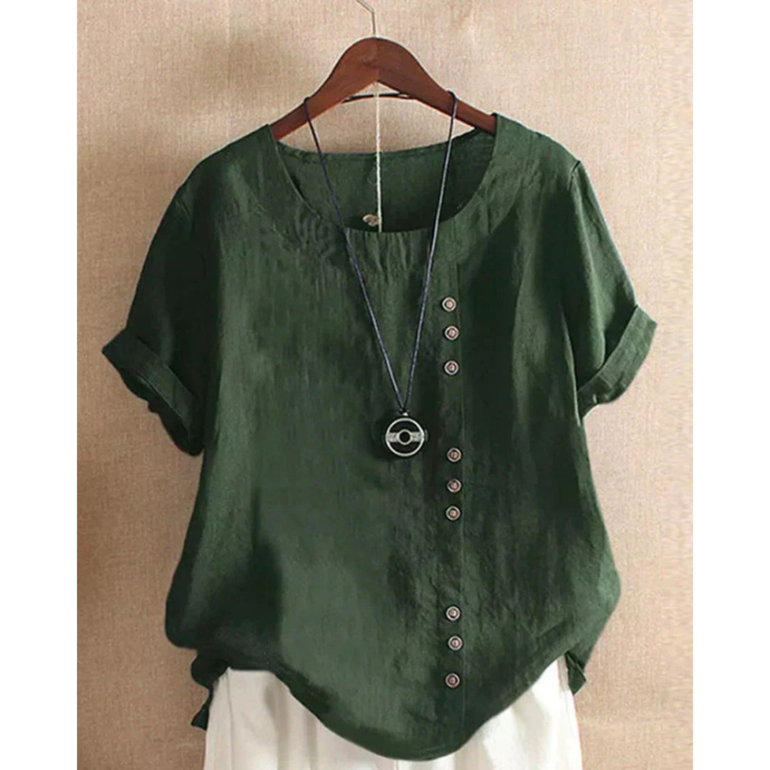 Walburga | Damen Bluse Kurzarm Mit Knöpfen Für Sommer