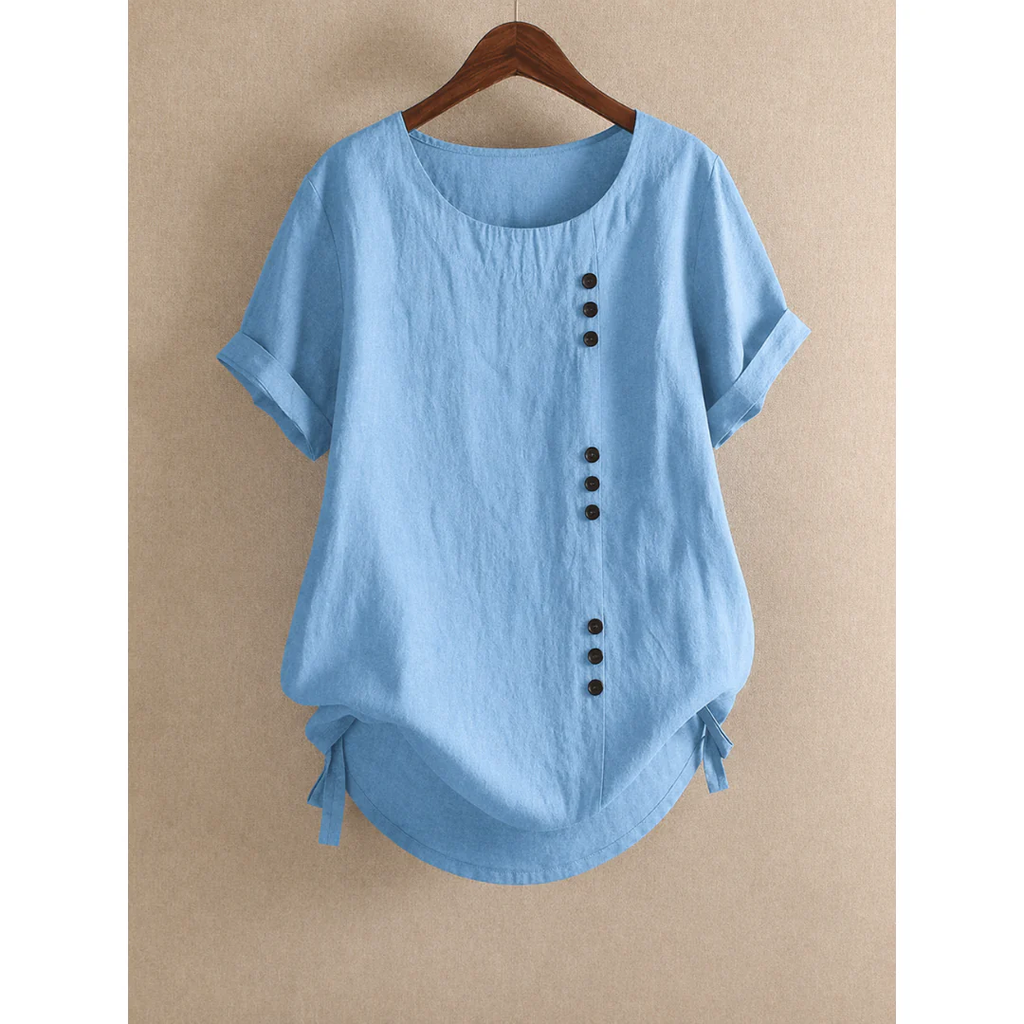 Walburga | Damen Bluse Kurzarm Mit Knöpfen Für Sommer