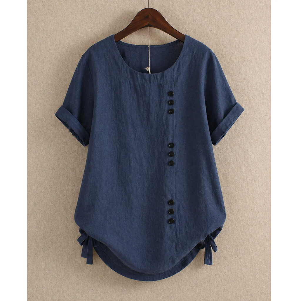Walburga | Damen Bluse Kurzarm Mit Knöpfen Für Sommer