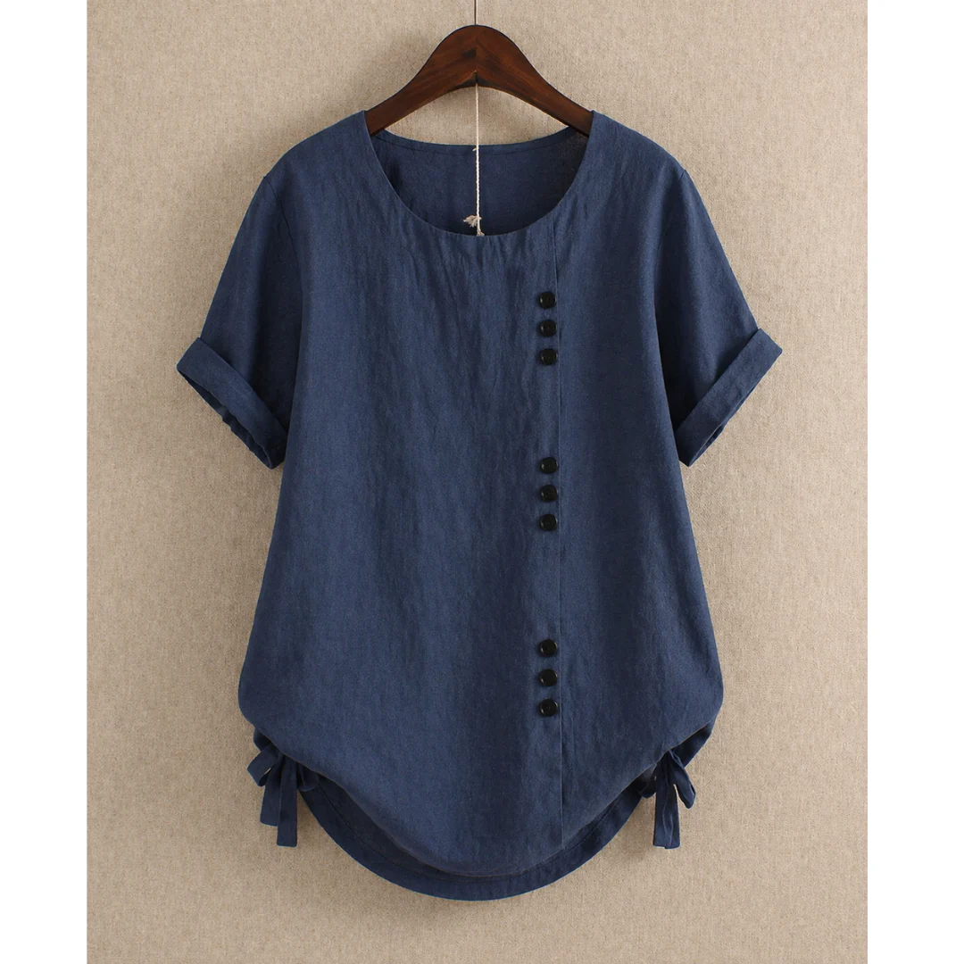 Walburga | Damen Bluse Kurzarm Mit Knöpfen Für Sommer