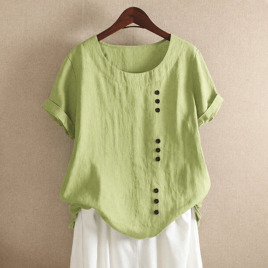 Walburga | Damen Bluse Kurzarm Mit Knöpfen Für Sommer