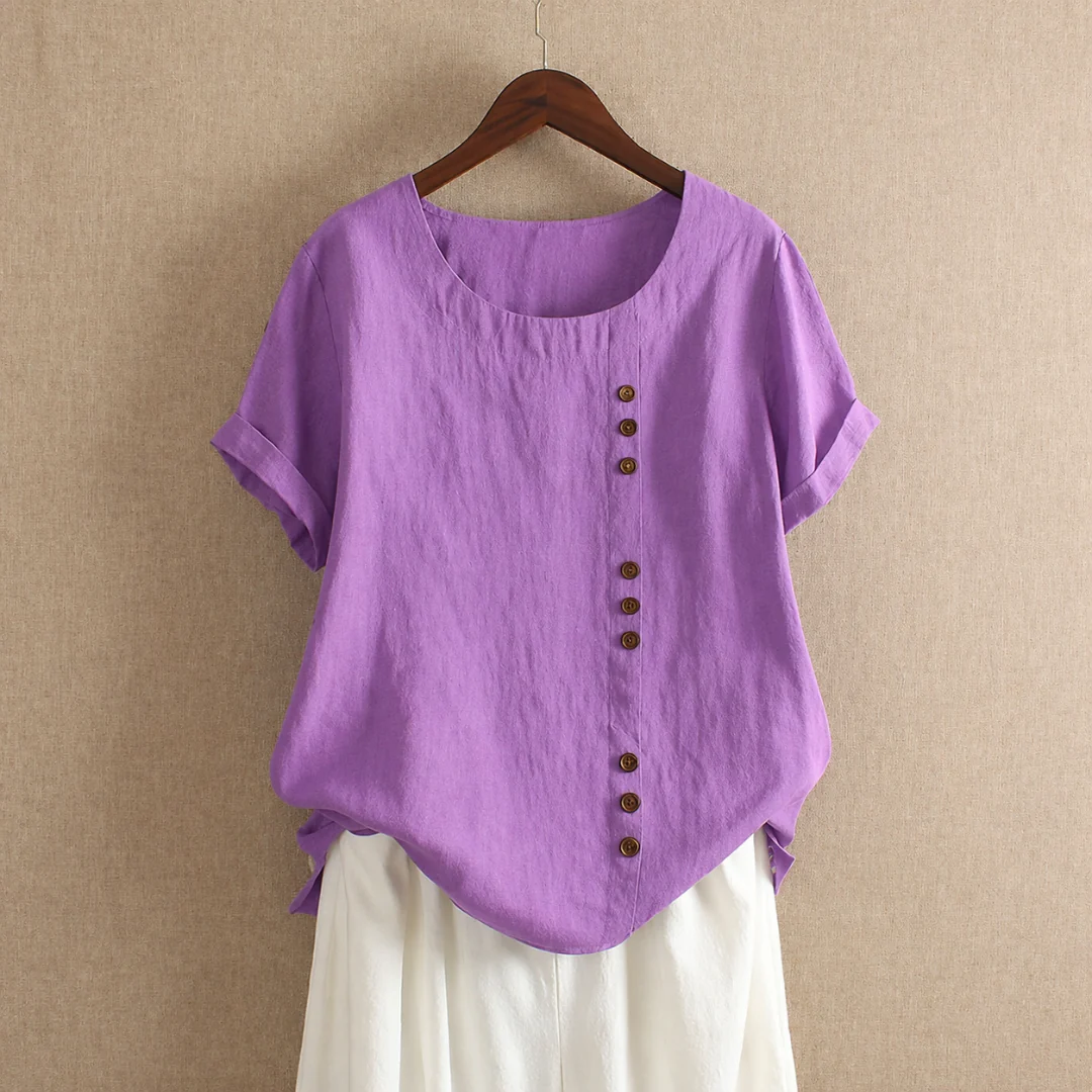 Walburga | Damen Bluse Kurzarm Mit Knöpfen Für Sommer
